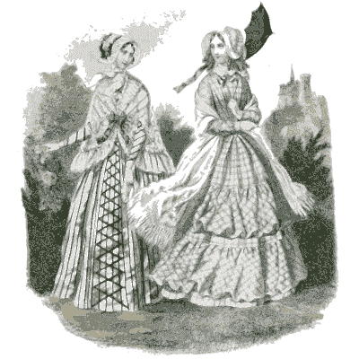 Two women in wide day dresses - Dame Fashion: Paris-London, 1786-1912 - 1913