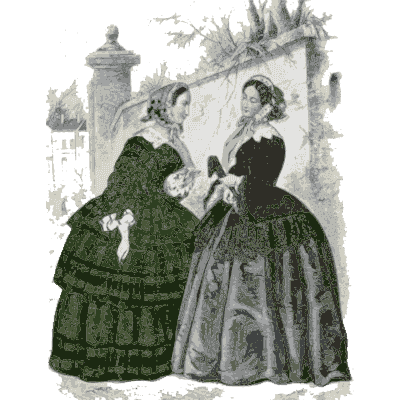 Two women in dark banded gowns - Dame Fashion: Paris-London, 1786-1912 - 1913