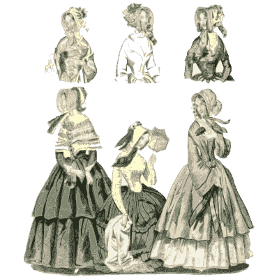 Page of small costume figures - Dame Fashion: Paris-London, 1786-1912 - 1913