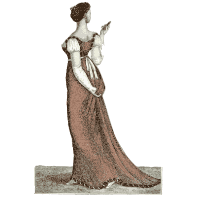 Woman in a rust gown with a fan - Dame Fashion: Paris-London, 1786-1912 - 1913