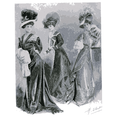 Three women in evening gowns - Dame Fashion: Paris-London, 1786-1912 - 1913