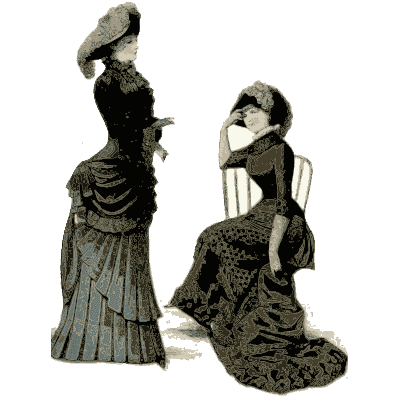 Two women in black bustled gowns - Dame Fashion: Paris-London, 1786-1912 - 1913