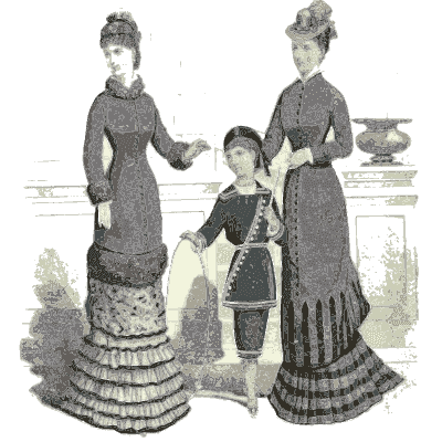 Two women and a girl in day dresses - Dame Fashion: Paris-London, 1786-1912 - 1913