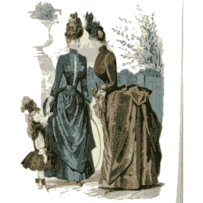 Two women in bustle gowns with a girl - Dame Fashion: Paris-London, 1786-1912 - 1913