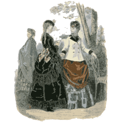 Two women in bustle gowns with a boy - Dame Fashion: Paris-London, 1786-1912 - 1913