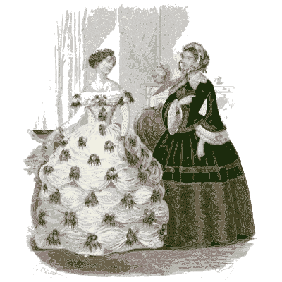 Woman in a crinoline with a nurse and baby - Dame Fashion: Paris-London, 1786-1912 - 1913