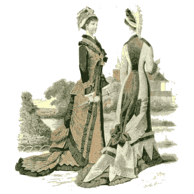 Two women in bustled walking dresses - Dame Fashion: Paris-London, 1786-1912 - 1913