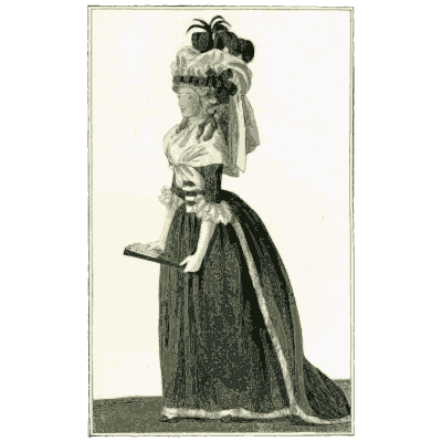 Woman in a black trained gown and feathered hat - Dame Fashion: Paris-London, 1786-1912 - 1913