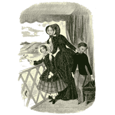 Woman and two children at a rail - Dame Fashion: Paris-London, 1786-1912 - 1913