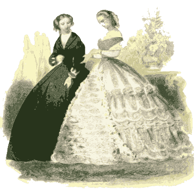 Woman in a cloak beside one in a white gown - Dame Fashion: Paris-London, 1786-1912 - 1913