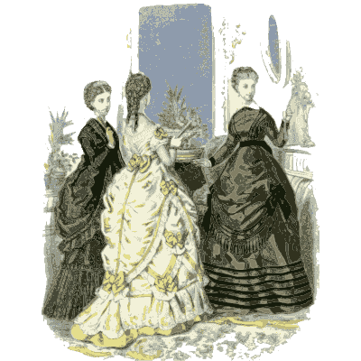 Women in trimmed gowns in a panelled room - Dame Fashion: Paris-London, 1786-1912 - 1913