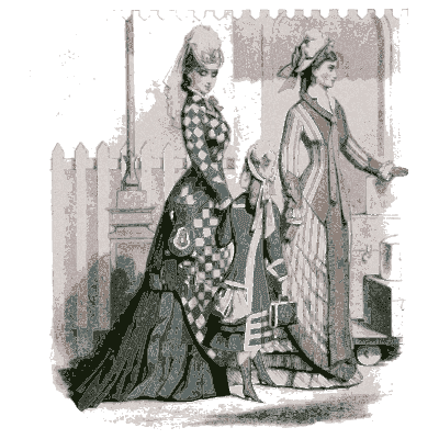 Two women in bustle gowns on steps - Dame Fashion: Paris-London, 1786-1912 - 1913