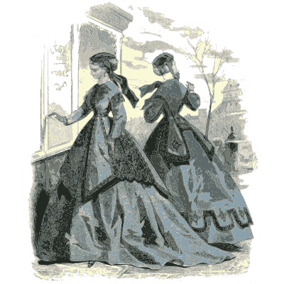Two women in hooped gowns by a window - Dame Fashion: Paris-London, 1786-1912 - 1913