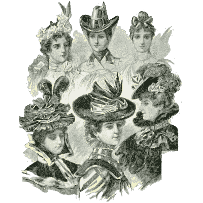 Page of plumed and flowered hats - Dame Fashion: Paris-London, 1786-1912 - 1913