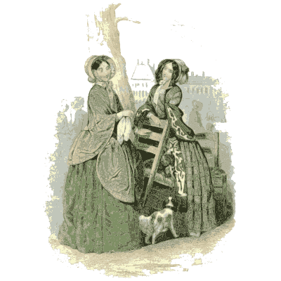 Two women seated on steps with a dog - Dame Fashion: Paris-London, 1786-1912 - 1913