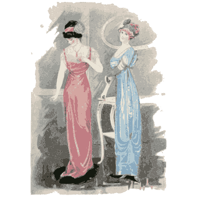 Women in pink and blue gowns - Dame Fashion: Paris-London, 1786-1912 - 1913
