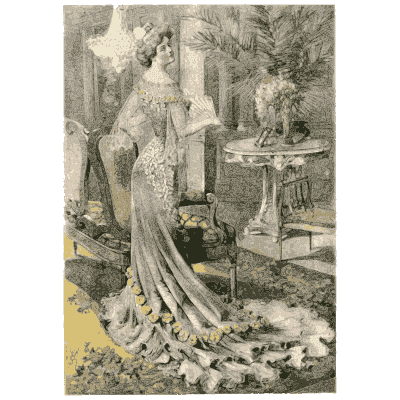 Woman in a trained gown in a garden - Dame Fashion: Paris-London, 1786-1912 - 1913