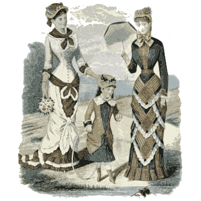 Two women and a child on a shore path - Dame Fashion: Paris-London, 1786-1912 - 1913