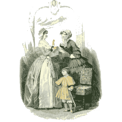 Woman with two children by a garden wall - Dame Fashion: Paris-London, 1786-1912 - 1913