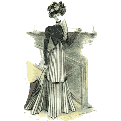 Woman in a striped gown with parasol - Dame Fashion: Paris-London, 1786-1912 - 1913