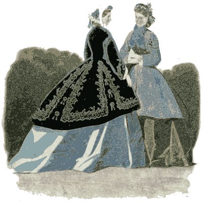 Two women in dark and blue gowns - Dame Fashion: Paris-London, 1786-1912 - 1913