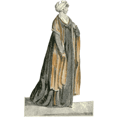 Woman in a gold-lined cloak and turban - Dame Fashion: Paris-London, 1786-1912 - 1913