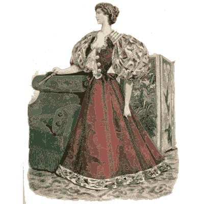 Woman in a red gown with lace sleeves - Dame Fashion: Paris-London, 1786-1912 - 1913