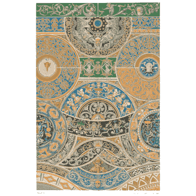 Ceiling ornament plate in teal