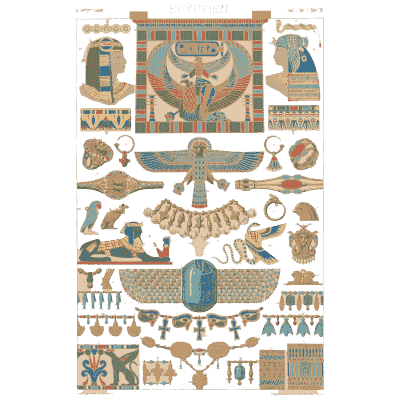 Egyptian ornament plate 01 - Polychromatic Ornament - 1877