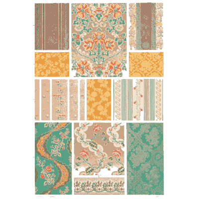Panel sampler plate in green and gold