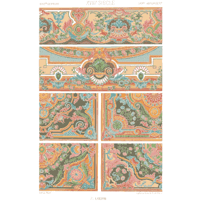 Panel plate in green and coral