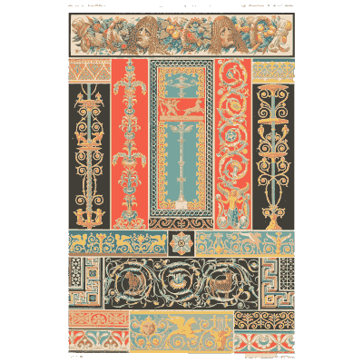 Pilaster plate in red and black