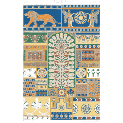 Assyrian ornament plate - Polychromatic Ornament - 1877