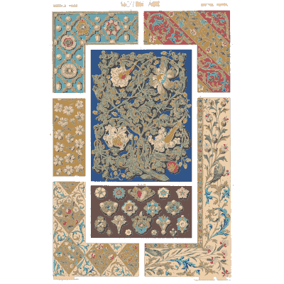 Panel plate in blue and gold