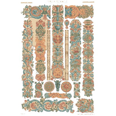 Panel plate in coral and teal