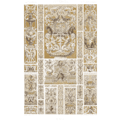Grotesque panels with standing vases - Polychromatic Ornament - 1877