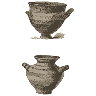 Painted cup and two-handled jar - Mycenae: A Narrative of Researches and Discoveries - 1880