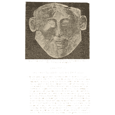 Gold funeral mask - Mycenae: A Narrative of Researches and Discoveries - 1880