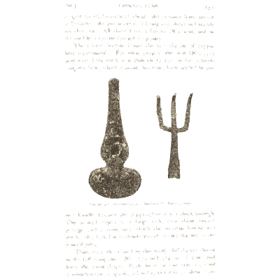Bronze pin and fork - Mycenae: A Narrative of Researches and Discoveries - 1880