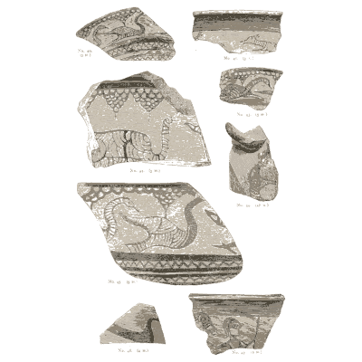 Painted pottery sherds 02 - Mycenae: A Narrative of Researches and Discoveries - 1880