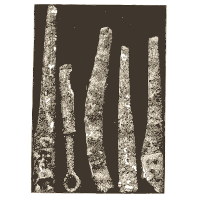 Corroded bronze knives - Mycenae: A Narrative of Researches and Discoveries - 1880