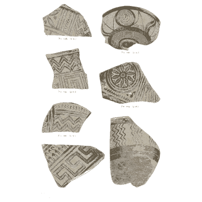 Painted pottery sherds 03 - Mycenae: A Narrative of Researches and Discoveries - 1880