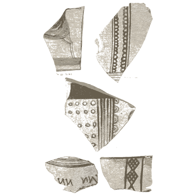 Painted pottery sherds 05 - Mycenae: A Narrative of Researches and Discoveries - 1880