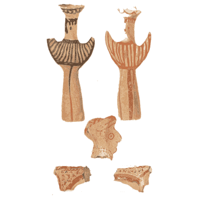 Painted terracotta idols - Mycenae: A Narrative of Researches and Discoveries - 1880