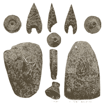 Stone arrowheads and axe heads - Mycenae: A Narrative of Researches and Discoveries - 1880
