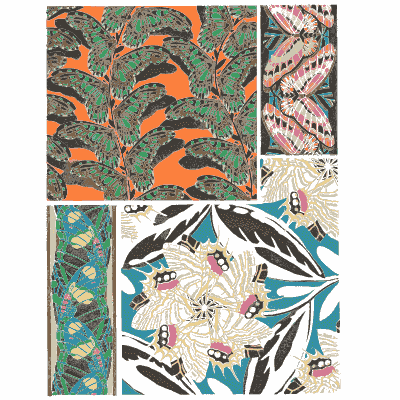 Insect pattern panel plate 01 - Papillons - 1925