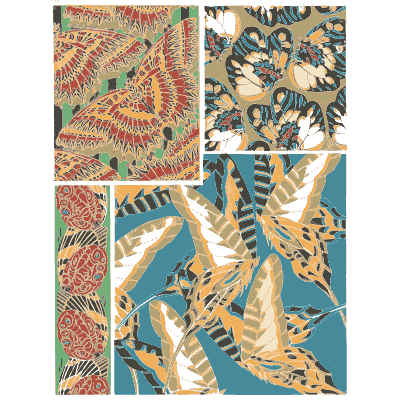 Insect pattern panel plate in orange - Papillons - 1925