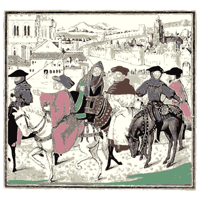 Riders leaving a town - Dresses and Decorations of the Middle Ages - 1843