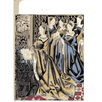Ladies in a chamber - Dresses and Decorations of the Middle Ages - 1843