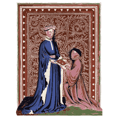 Kneeling figure before a lady - Dresses and Decorations of the Middle Ages - 1843